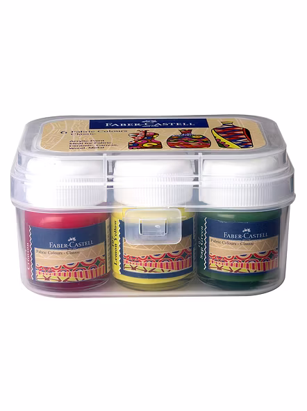 Faber-Castell Fabric Color - Pack of 6 (Assorted) Tri-Grip Brush - Flat, Pack of 4 (Assorted)