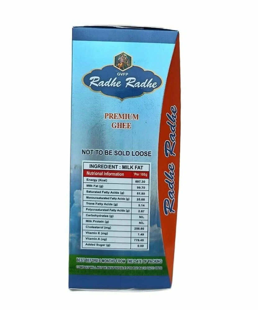 GVFP. RADHE RADHE PREMIUM GHEE 1 LITER TETRA PACK OK 3 Desi danedar ghee-5