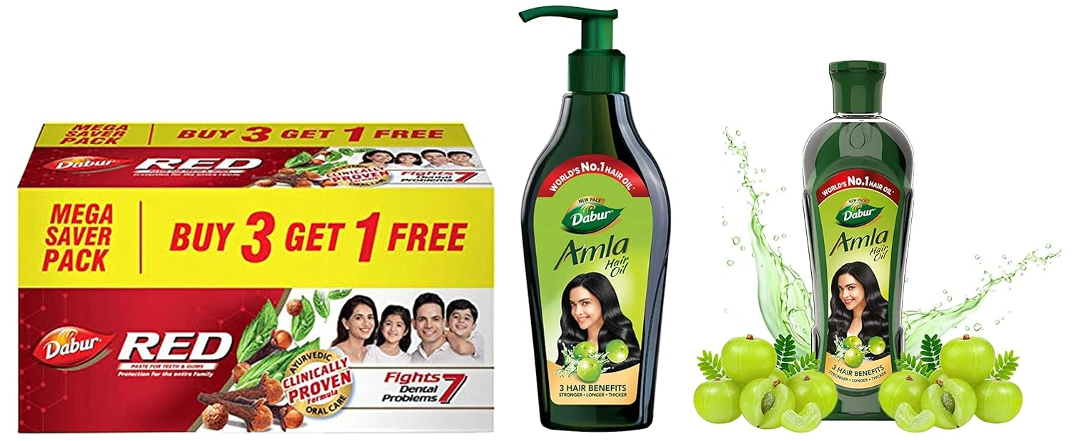 Dabur Red Paste - India's No.1 Ayurvedic Paste,600g (150gm*4) &amp; Dabur Amla Hair Oil - for Strong, Long and Thick hair - 550 ml &amp; Fujifilm Instax Mini Comic Film (Multicolor, Pack of 10)-RDHK100776