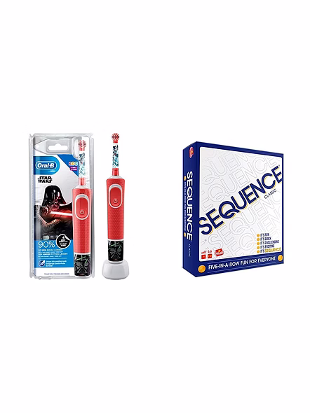 Oral B Kids Electric Rechargeable Toothbrush, Featuring Star Wars Characters,Multicolor & Funskool Games - The Original Sequence, Game for The Entire Family, Multicolor