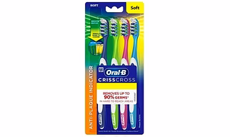 Oral-B CrossAction Anti-Plaque Indicator Toothbrush with Tongue Cleaner and Indicator Bristles (All in One), Soft - Pack of 4