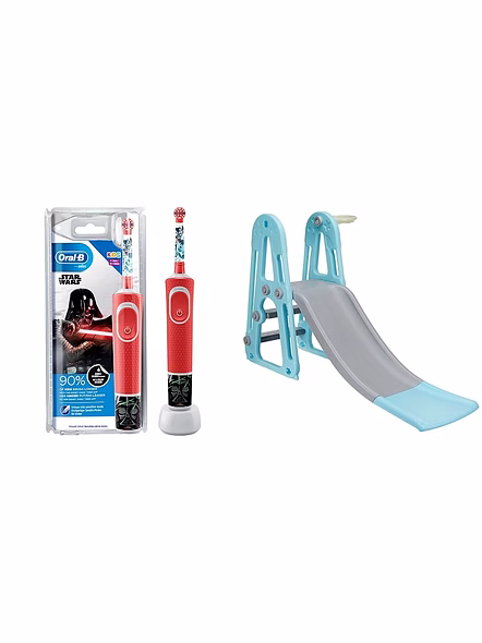 Oral B Kids Electric Rechargeable Toothbrush, Featuring Star Wars Characters,Multicolor & Amazon Brand - Solimo Garden Slide - Multicolor