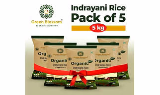 Green Blossom Organic Indrayani Rice (White) - 5 Kg (1 Kg, Pack of 5)