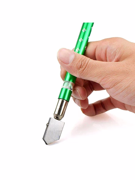 Professional Glass Cutting Tool - Portable Handheld Wheel Type Glass Cutter | Metal Handle Pencil Style Cutter (Multicolor) Power Tool (Pack of 1) for Household use (use Safely)