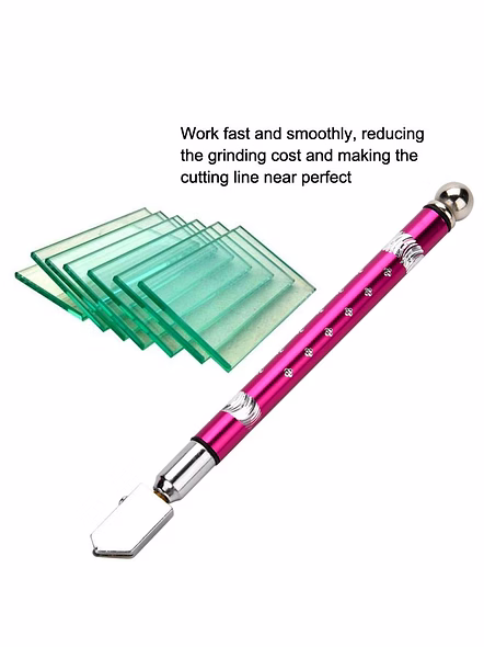 Glass Cutter Portable Handheld Wheel Type Glass Cutter with Non-Slip Handle for 3~15mm Glass Cutting for Cutting Glass, Diamond and Minerals in The Range of 3~15mm(Purple)