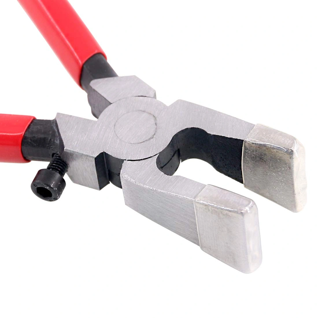 Heavy Duty Key Fob Pliers Tool, Metal Glass Running Pliers with Curved Jaws, Studio Running Pliers Attach Rubber Tips Perfect for Key Fob Hardware Install and Stained Glass Work-2