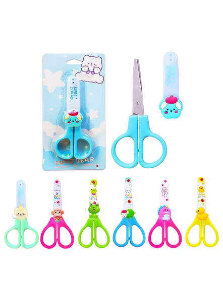 Scissors, Pack of 4 Pcs Animal Design Scissors for Decorative Paper Cutting, Comfort Grip Handle and Stainless Steel Blades Scissors for Paper, Photos, Art & Crafts Work (Color May Vary)