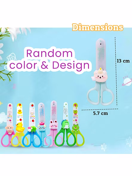 Scissors, Pack of 4 Pcs Animal Design Scissors for Decorative Paper Cutting, Comfort Grip Handle and Stainless Steel Blades Scissors for Paper, Photos, Art &amp; Crafts Work (Color May Vary)
