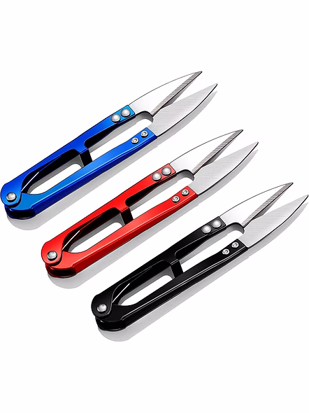 Sewing Scissors, Multi-Color Yarn Trimming Clippers, Mini U-Shaped Scissors, Cross Stitch Spring Scissors Cutters for Fabric, Art Project, DIY Supplies pack of 3
