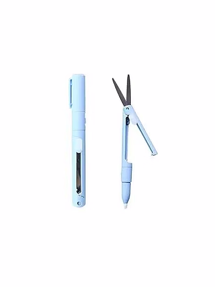 Mini Folding Scissor 2 in 1 Pen Cutter, Portable Size Safe Ceramic Pencutter for DIY, School, college, Office, Project | (Multicolor - Pack of 1)
