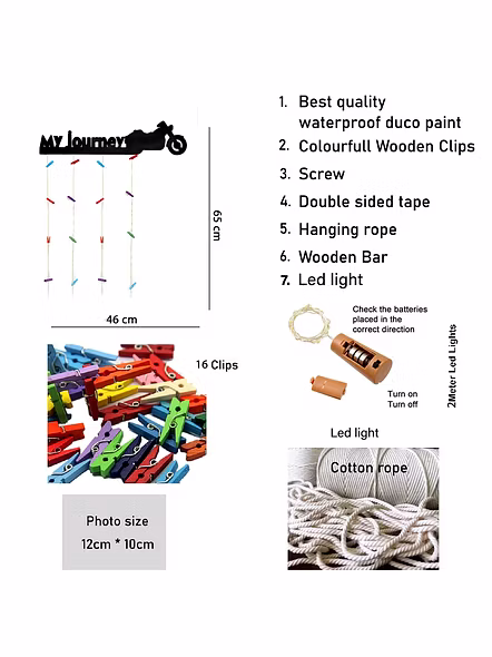 Wooden Photo Frame with LED Light -photo wall hanging, memories wall hanging, hanging photo frames f