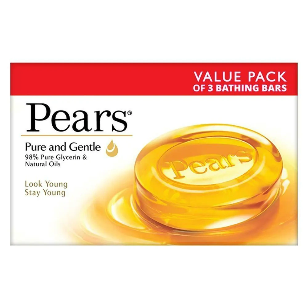 Pears Pure &amp; Gentle Soap with Glycerin &amp; Natural Oils 125 g (Pack of 3)-1