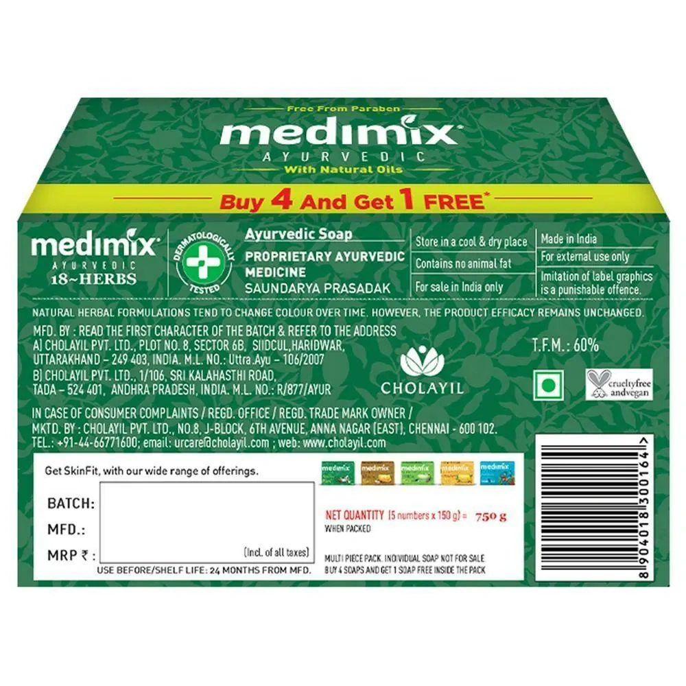 Medimix Ayurvedic 18-Herbs Classic Soap 150 g (Buy 4 Get 1 Free)-1