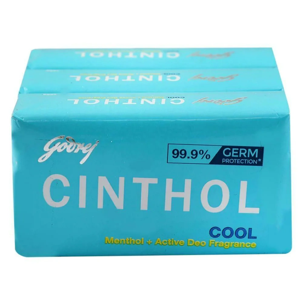 Cinthol Cool Menthol + Active Deo Fragrance Soap 125 g (Pack of 3)-RDPC101333