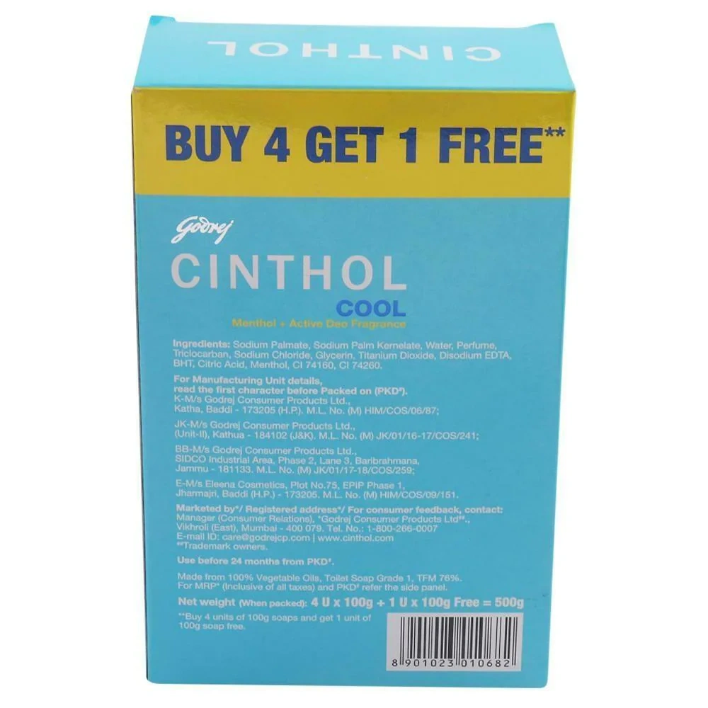 Cinthol Cool Deo Soap with Menthol 100 g (Buy 4 Get 1 Free)-2