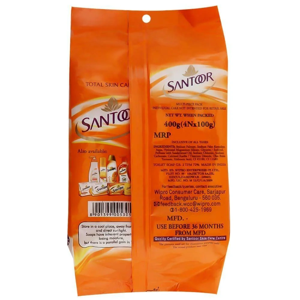 Santoor Sandal &amp; Turmeric Soap 100 g (Pack of 4)-2