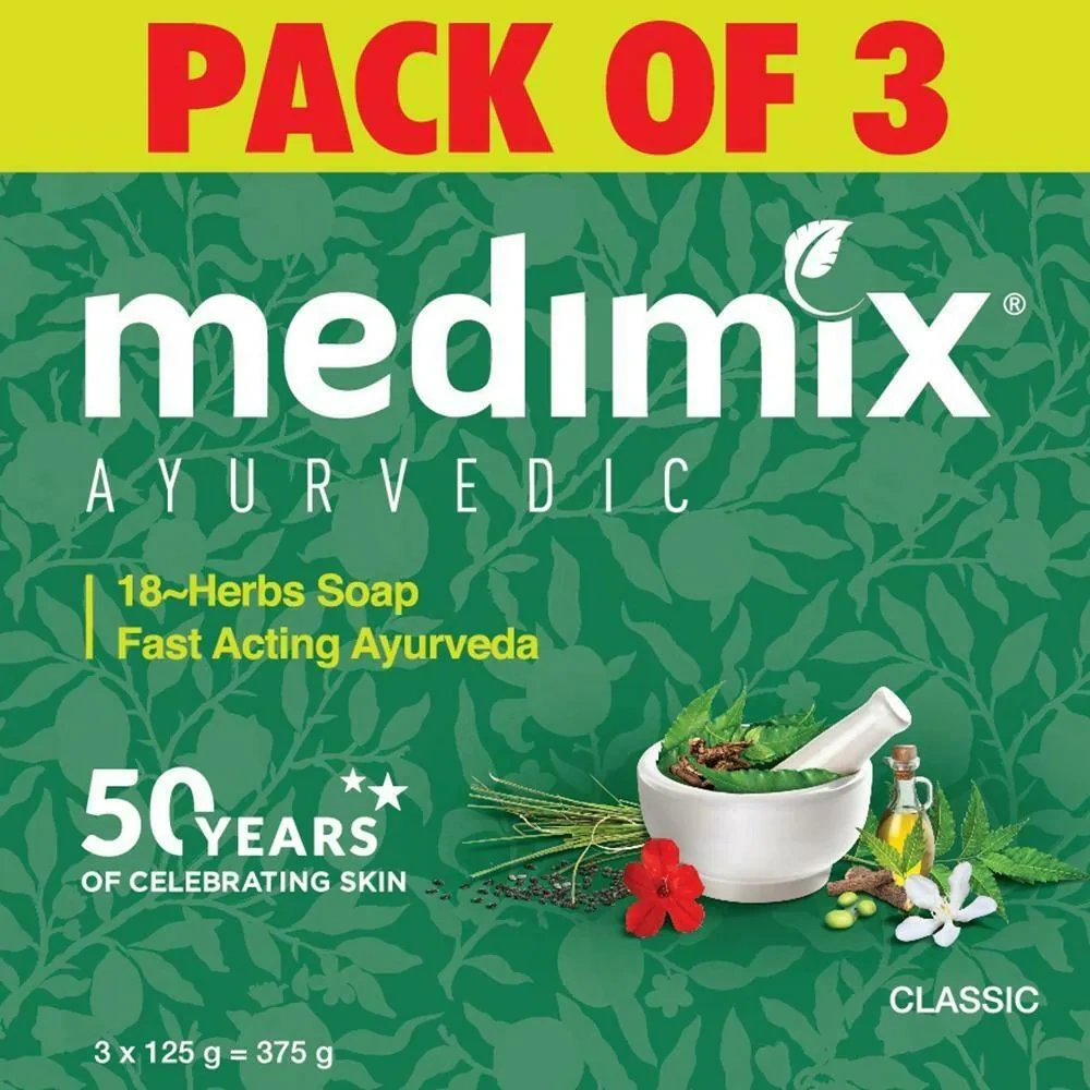 Medimix Ayurvedic 18-Herbs Classic Soap 125 g (Pack of 3)-RDPC101340