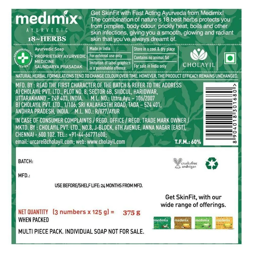 Medimix Ayurvedic 18-Herbs Classic Soap 125 g (Pack of 3)-2