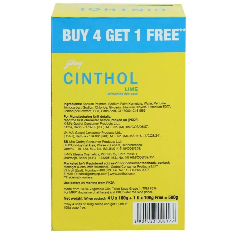 Cinthol Lime Refreshing Deo Soap 100 g (Buy 4 Get 1 Free)-3