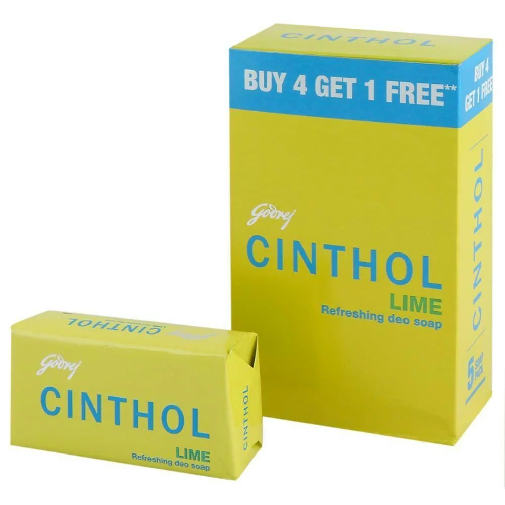 Cinthol Lime Refreshing Deo Soap 100 g (Buy 4 Get 1 Free)-1