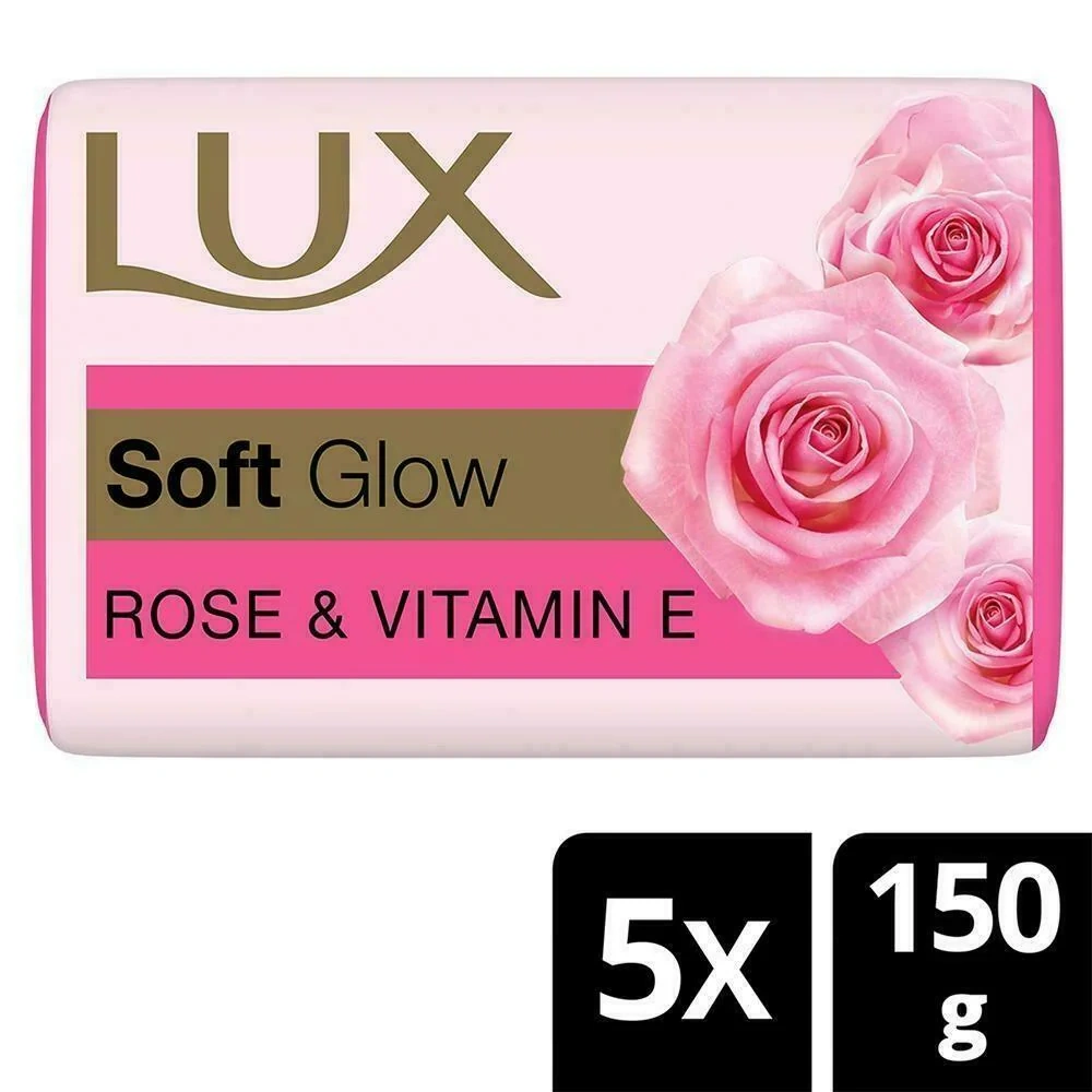 Lux Rose &amp; Vitamin E Soft Glow Skin Soap Bar 150 g (Buy 4 Get 1 Free)-1