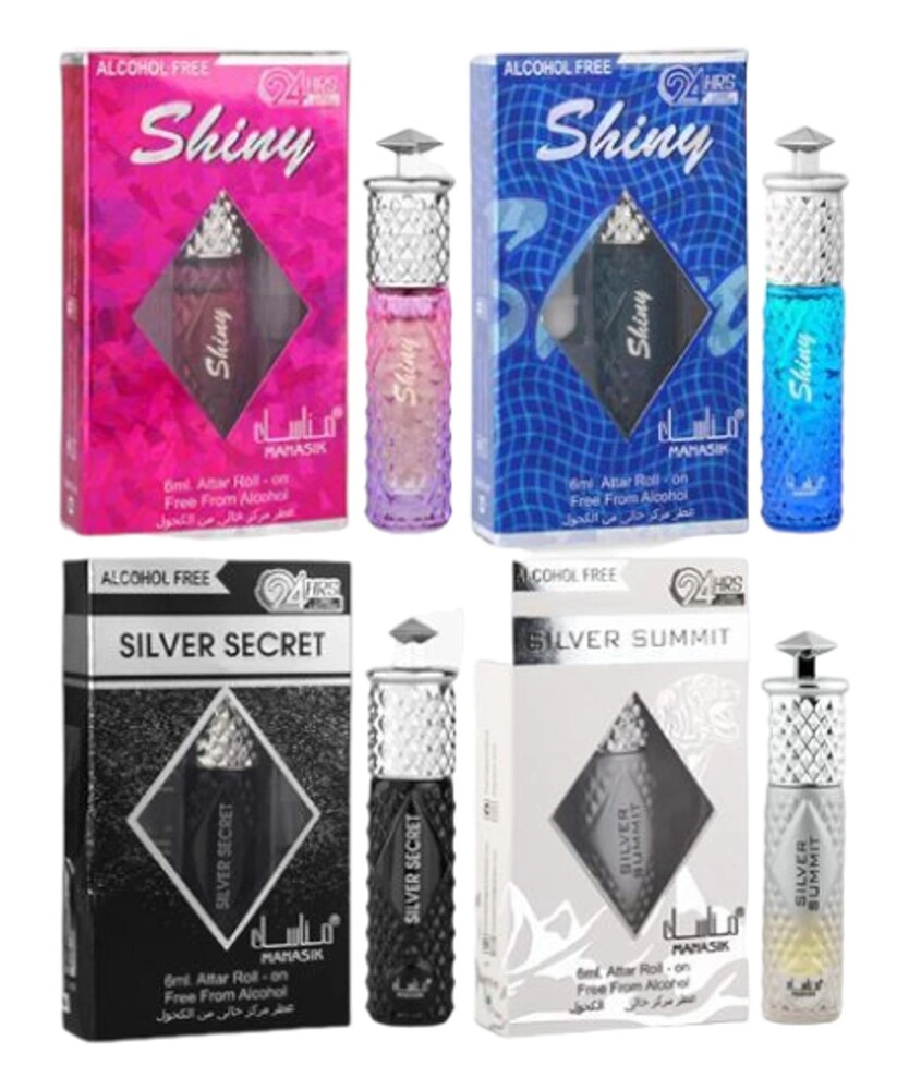 MANASIK Aseel Aseel, Avenue, Attar Al Layal White And Bakhoori Aqd Floral Attar (Pack Of 4)-RDPC101503