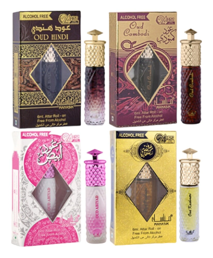 MANASIK Najdi, Navayah, Musk Abiyad And Opinion Aqd Floral Attar (Pack Of 4)-RDPC101514