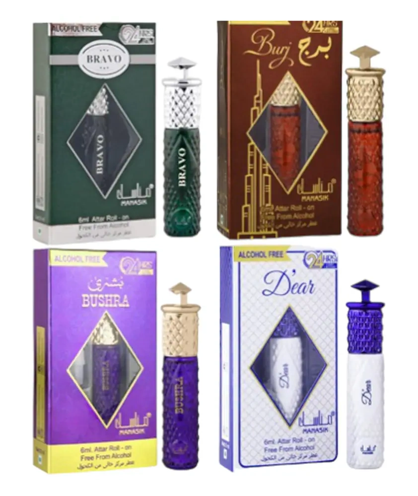 MANASIK Lailat Khamis White, Kasturi, Lailat Khamis Black, Khail Malaki Aqd Floral Attar (Pack Of 4)-RDPC101517