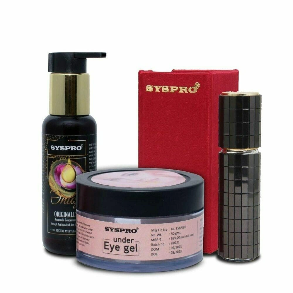 SYSPRO Combo of Onion Oil, White Musk Attar, Under Eye Cream Gel for Women, Girls Best for Gifting Purpose, Birthday &amp; Valentine Gift- Pack of 3-RDPC101518