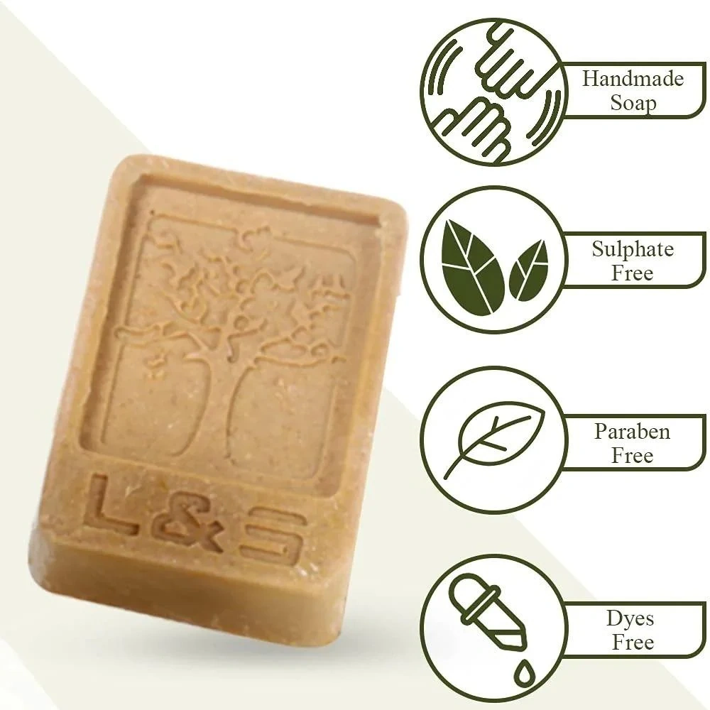 L&amp;S Lila Handmade Besan Turmeric Soap with Glycerin, Sulphate and Paraben and Dyes Free (Pack of 4, 100 Grams)-1