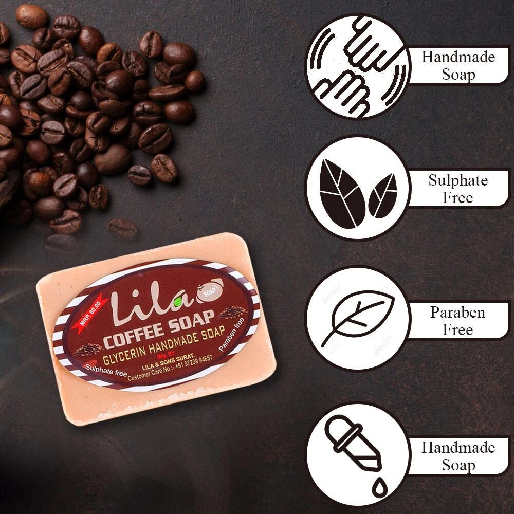 L&amp;S Lila Handmade Coffee Soap (Pack Of 4, 100 Grams)-3