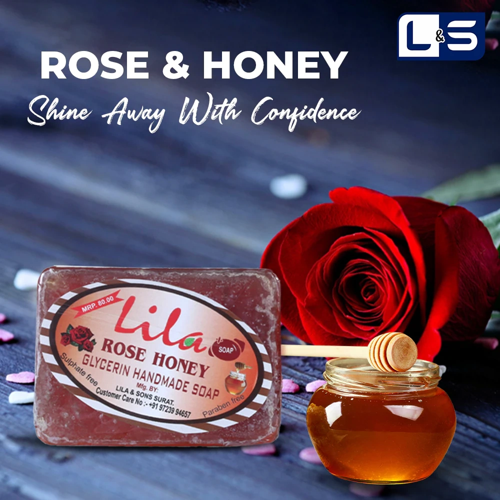 L&amp;S Lila Handmade Rose and Honey Soap(Pack Of 4, 100 Grams)-3