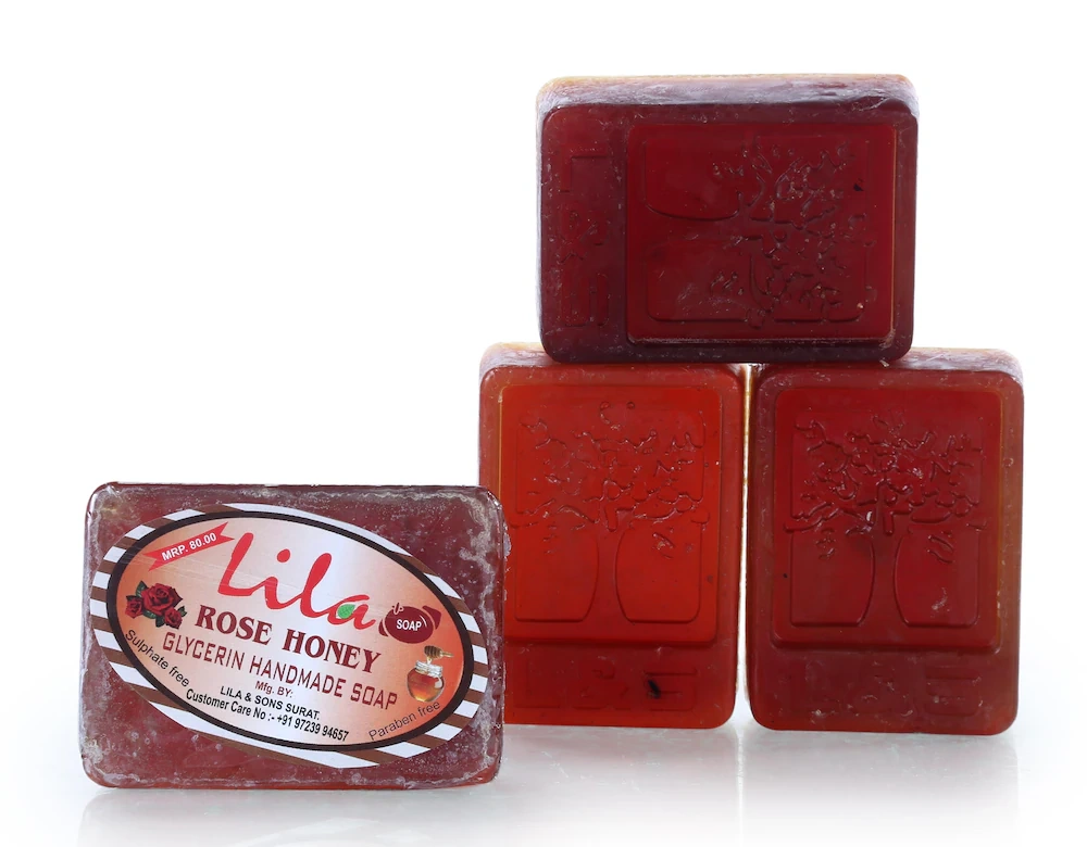 L&amp;S Lila Handmade Rose and Honey Soap(Pack Of 4, 100 Grams)-1