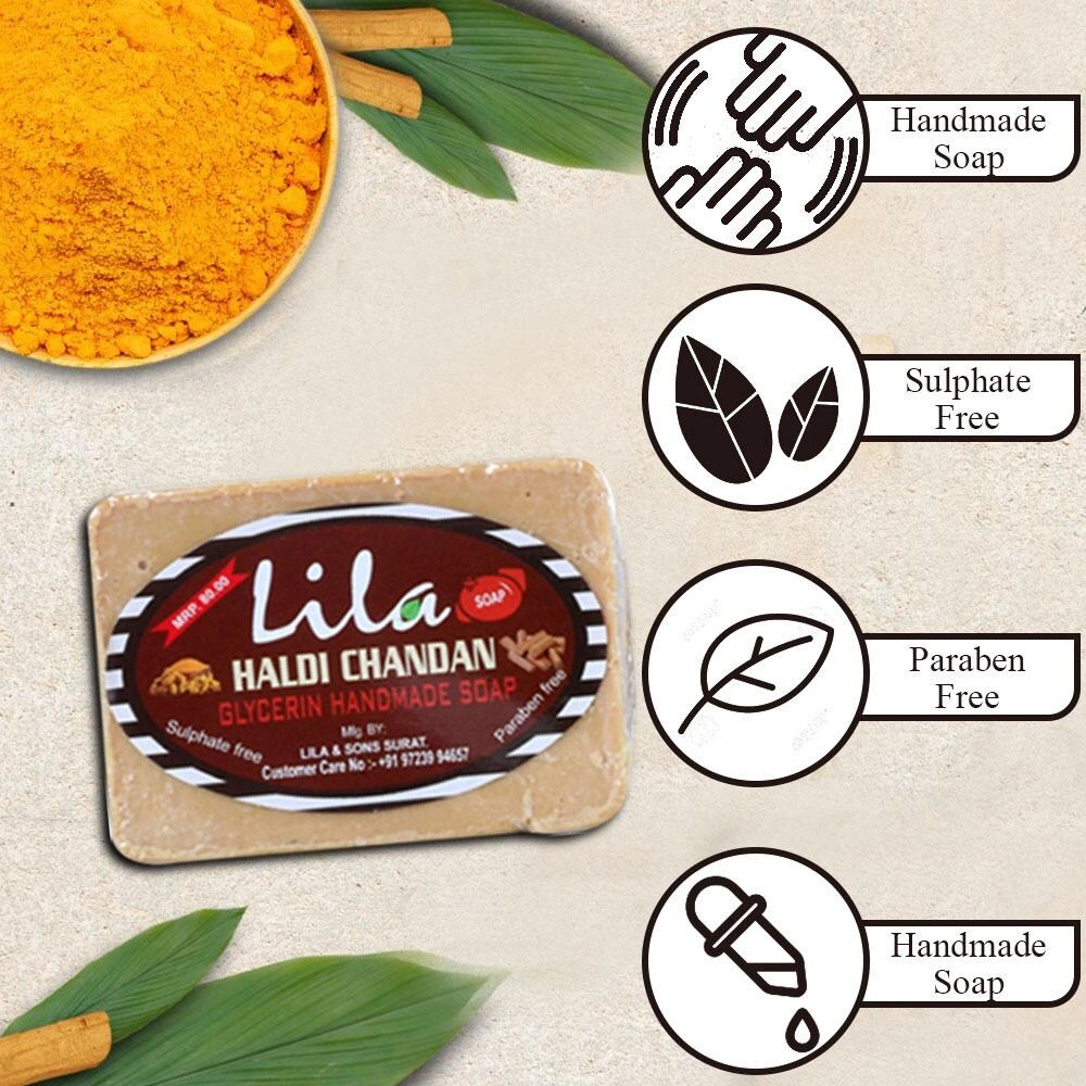 L&amp;S Lila Handmade Haldi Chandan/Turmeric and Sandalwood Soap-3