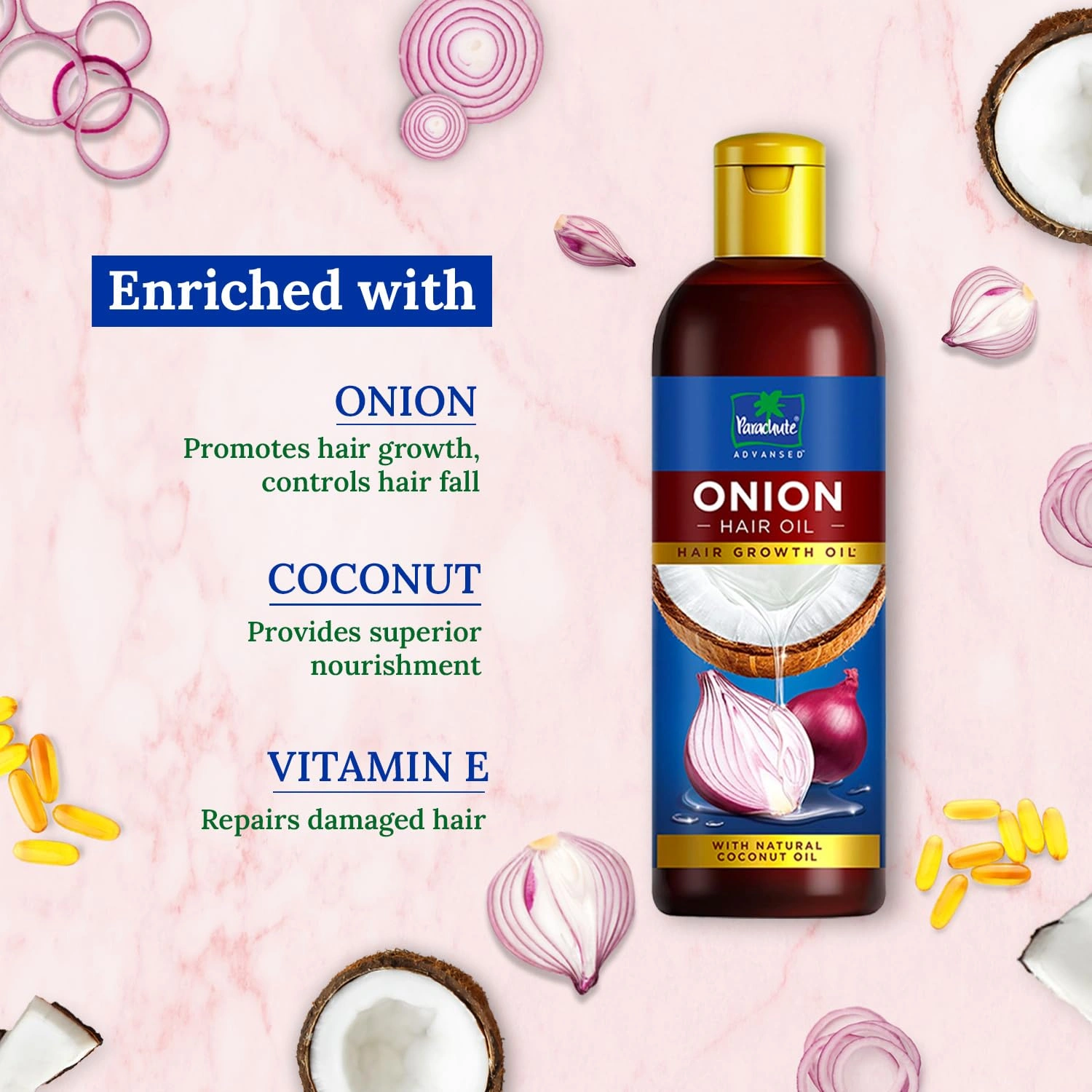 Parachute Advansed Onion Hair Oil for Hair Growth and Hair Fall Control with Natural Coconut Oil &amp; Vitamin E - 200ml-4