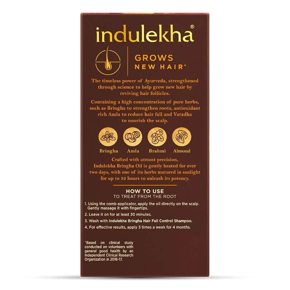 Indulekha Bringha, Ayurvedic Hair Oil, 50ml, for Hair Fall Control, with Amla &amp; Coconut Oil, with Comb Applicator-1