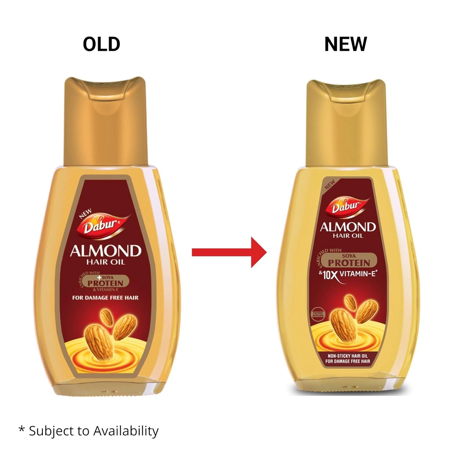 Dabur Almond Hair Oil - 190ml With Free Dabur Almond Oil 95ml | Provides Damage Protection | Non Sticky Formula | For Soft&amp;Shiny Hair | With Almonds, Keratin Protein, Soya Protein &amp; 10X Vitamin E-1