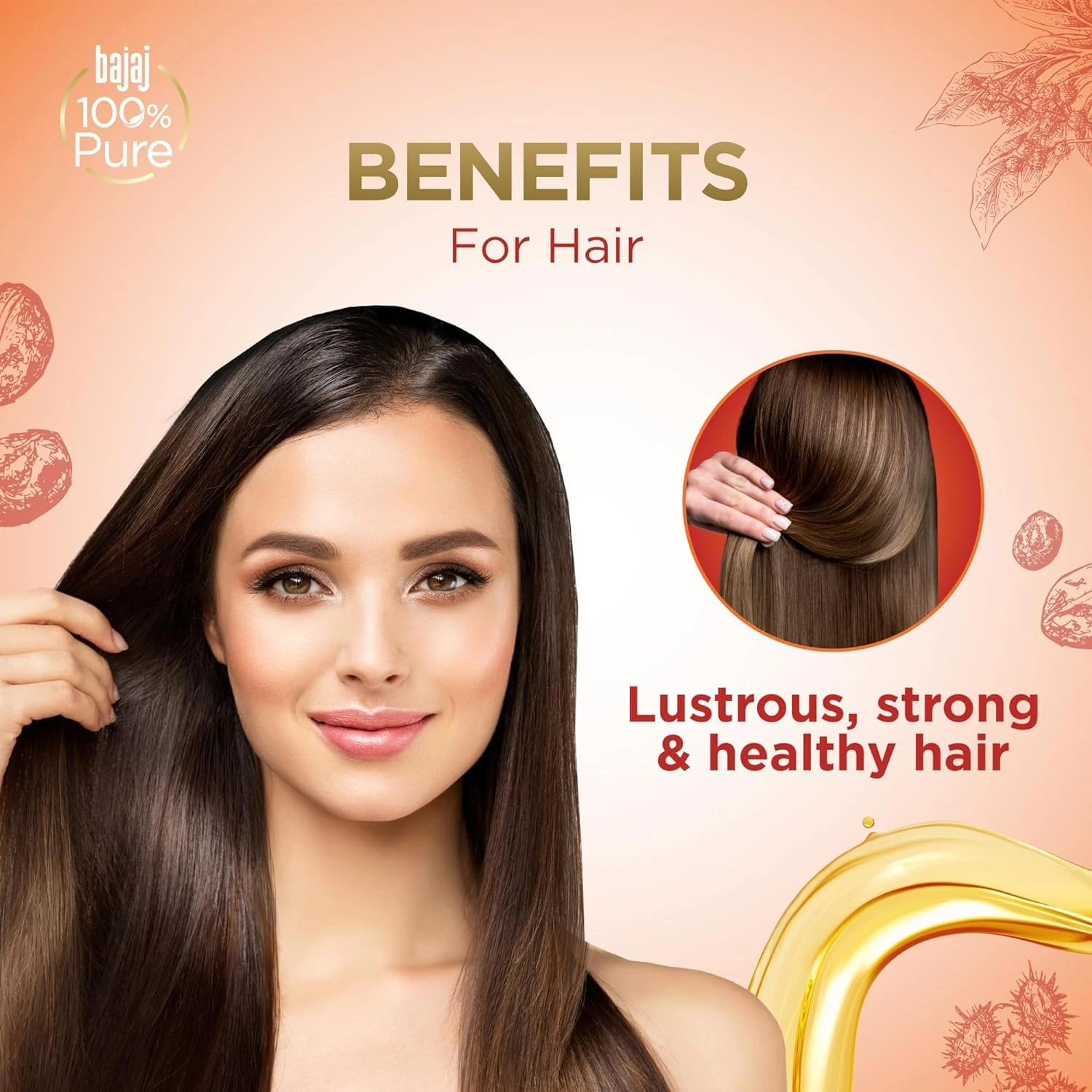 Bajaj 100% Pure Castor Oil 200ml, Pure Hair Oil, Natural Cold Pressed Castor Oil, No Silicones, Paraben Free, Lead Free-3