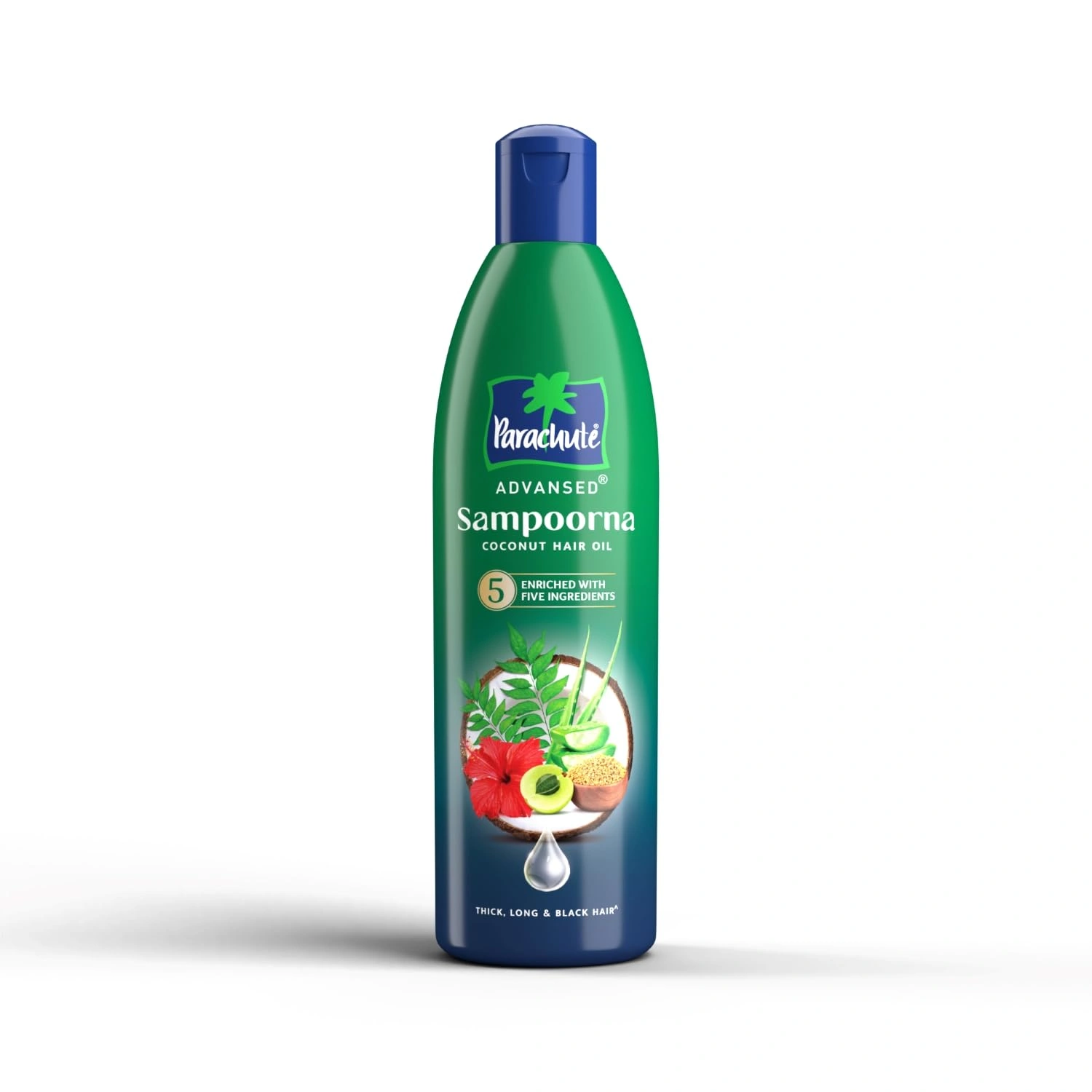 Parachute Advansed Sampoorna Coconut Hair Oil with 5 Herbs (Hibiscus, Curry Leaves, Methi, Amla &amp; Aloe), For Long, Thick &amp; Black Hair, 280ml-RDPC101626