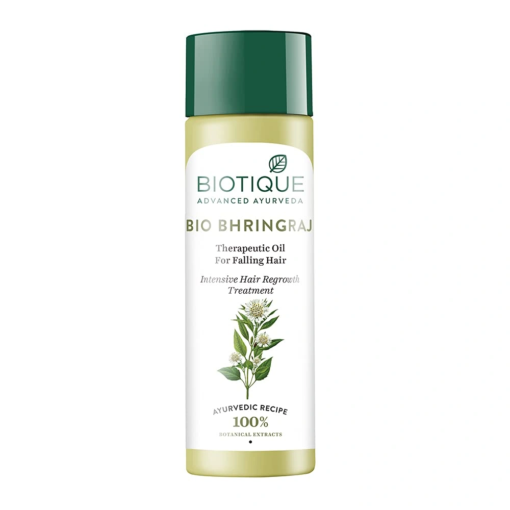 Biotique Bhringraj Therapeutic Hair Oil for Falling Hair | Intensive Hair Regrowth Treatment | Nourishing Hair Follicles| Strong and Shiny Hair| For All Skin Types| 120m-RDPC101628