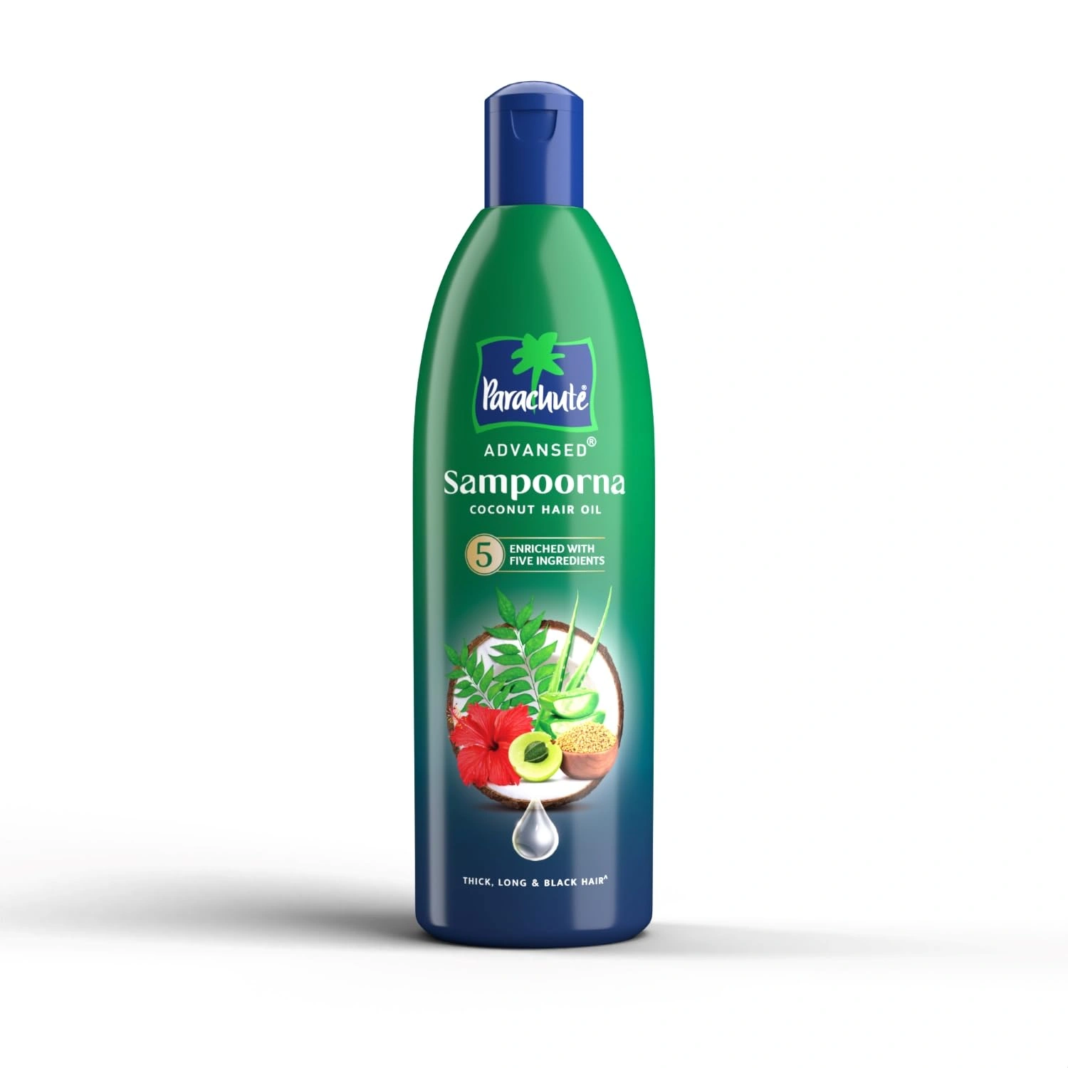 Parachute Advansed Sampoorna Coconut Hair Oil with 5 Herbs (Hibiscus, Curry Leaves, Methi, Amla &amp; Aloe), For Long, Thick &amp; Black Hair, 400ml-RDPC101638