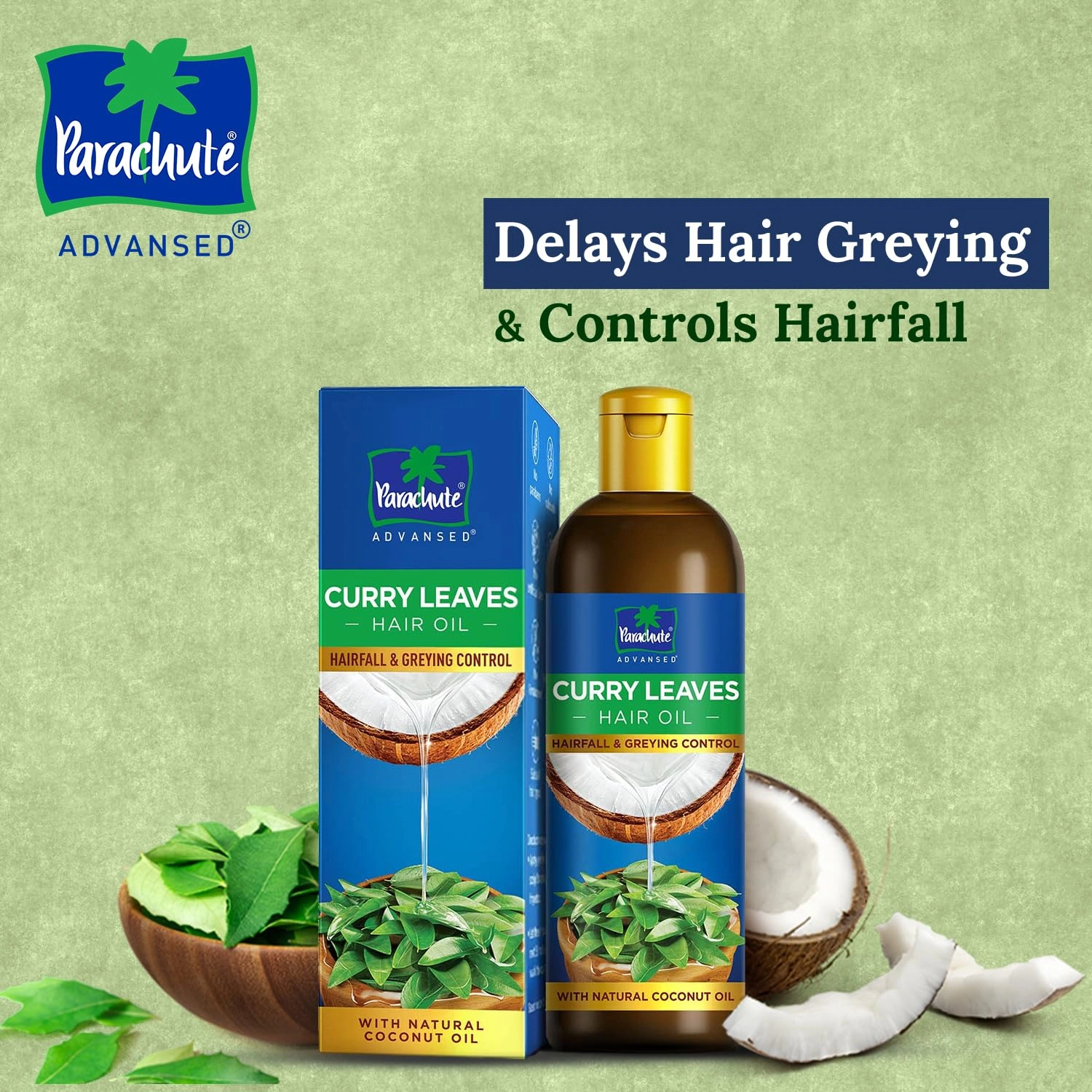 Parachute Advansed Curry Leaves Hair Oil for Hair Fall and Greying Control - With Natural Coconut Oil &amp; Vitamin E - 200ml-3