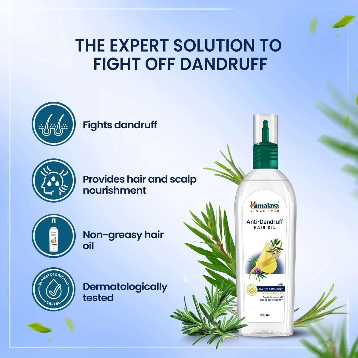 Himalaya Anti-Dandruff Hair Oil | Non Sticky Hair Oil | Removes Dandruff | Provides Scalp Nourishment | Made with Tea Tree Oil, Neem &amp; Rosemary | For Women &amp; Men | 200ml-2