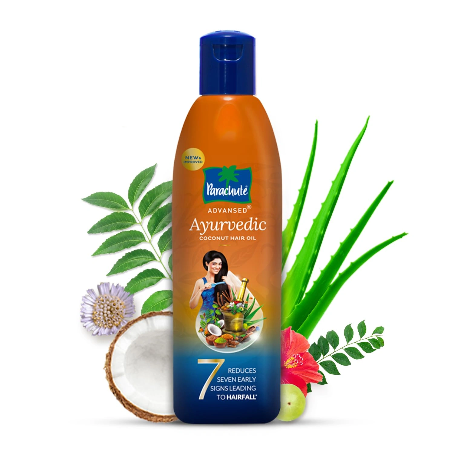 Parachute Advansed Ayurvedic Coconut Hair Oil With Neem, Amla, Bhringraj &amp; 22 Natural Herbs | Reduces Dandruff, Thinning &amp; Prevents Hairfall | 190ml-1