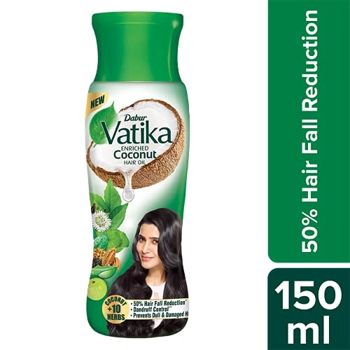 Dabur Vatika Enriched Coconut Hair Oil | Power of Coconut + 10 herbs | 50% hairfall reduction - 150ml-2