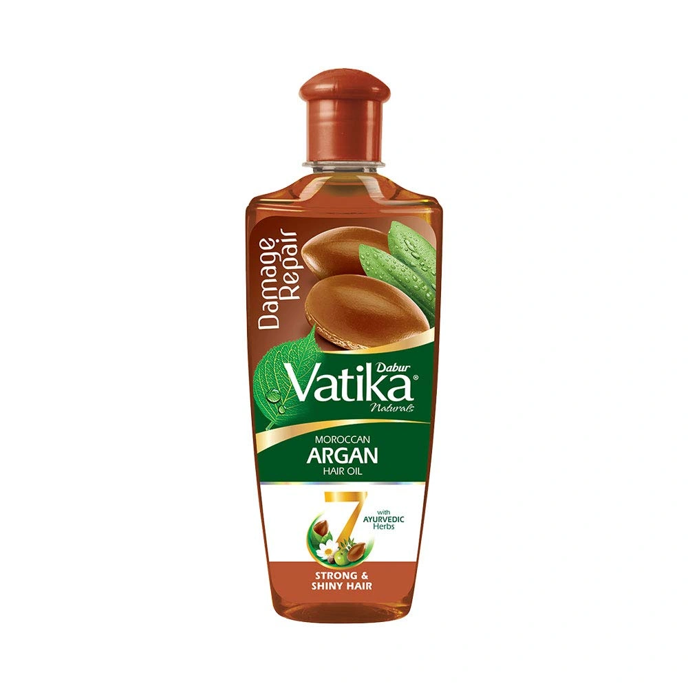 DABUR Vatika Naturals Moroccan Argan Hair Oil with 7 Ayurvedic Herbs, Repairs Damage, Provides Strong and Shiny Hair, 200 ml-RDPC101755