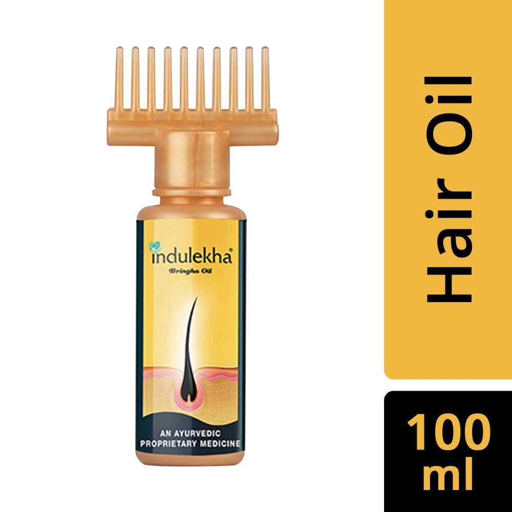 Indulekha Bhringa Hair Oil, 100ml And Elle 18 Eye Drama Kajal, Bold Black, 0.35g-1