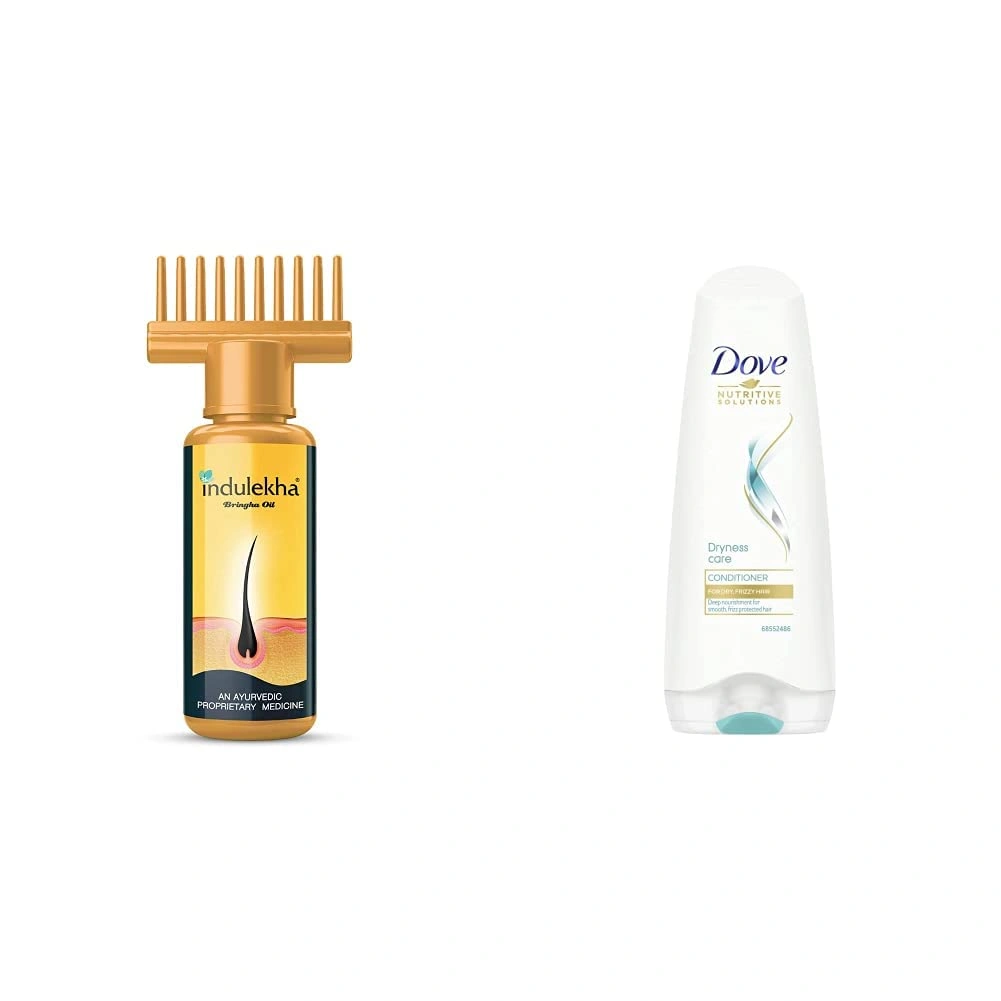 Indulekha Bhringa Hair Oil, 100ml And Dove Dryness Care Conditioner, 180ml-RDPC101863