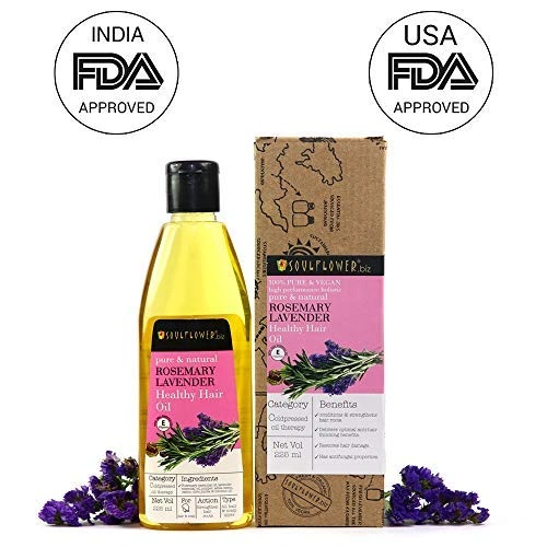 Soulflower Castor Oil, 225ml for Hair, Skin &amp; Eyebrows – 100% Natural, Coldpressed &amp; Hexane Free And Soulflower And Natural Rosemary Lavender Healthy Hair Oil For Unisex, 225Ml-4