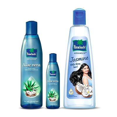 Parachute Advansed Aloe Vera Enriched Coconut Hair Oil, 250ml (Free 75ml) And Parachute Advansed Jasmine Coconut Hair Oil, 500ml